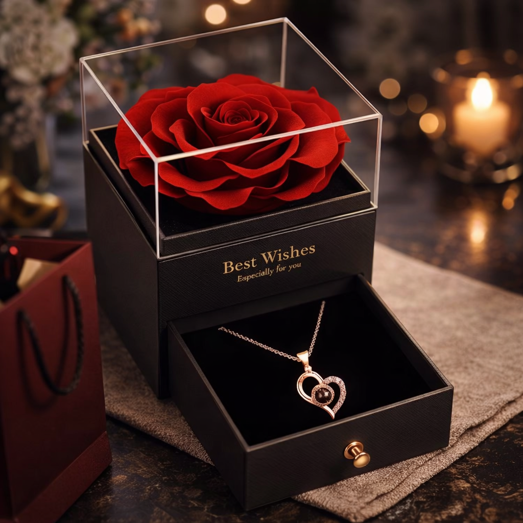 Eternal Heart Rose Jewelry Box